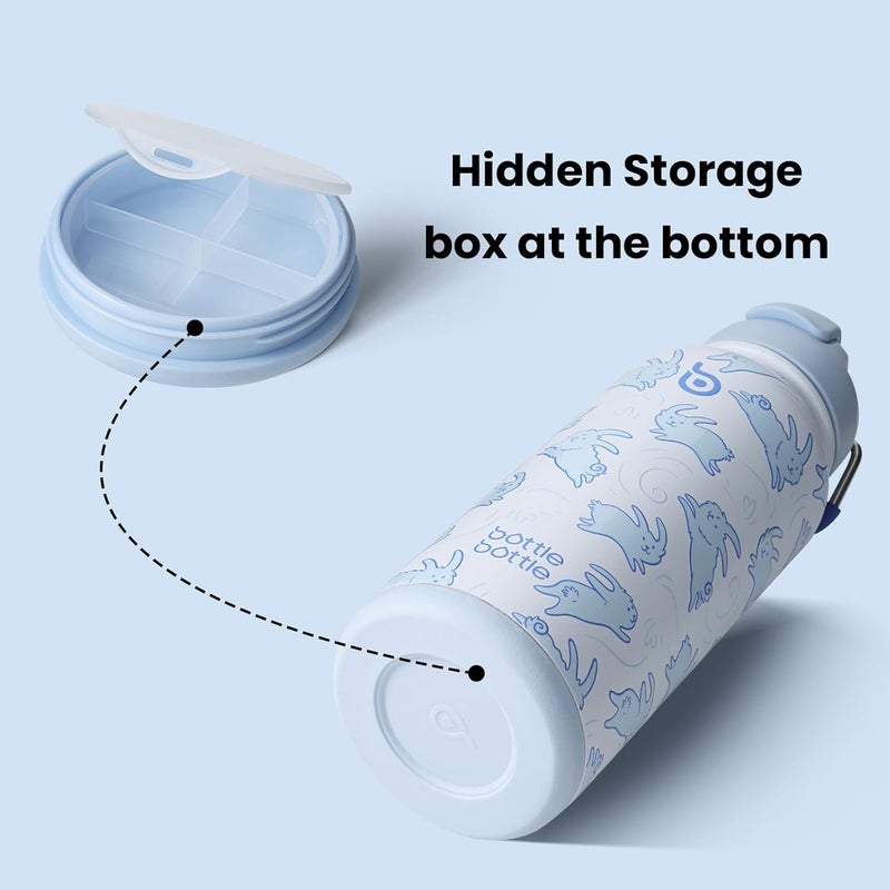 BottleBottle 32oz Insulated Water Bottle Stainless Steel Sport Water Bottle with Straw Dual-use Lid Design for Gym with Pill Box - Image 2